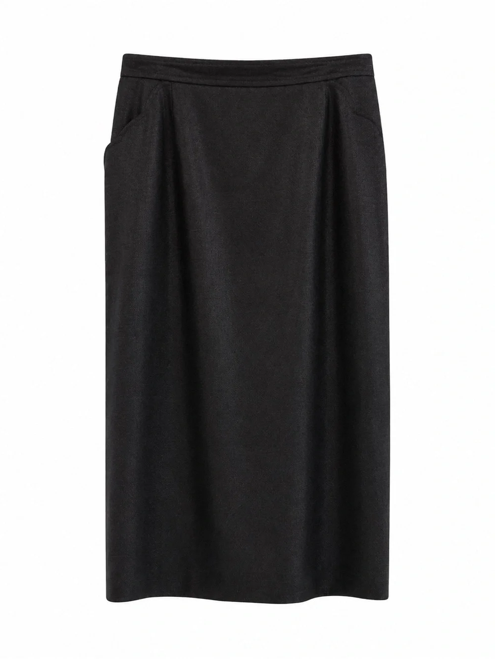 Vintage 1999 Aquascutum of London Black Linen Blend Pencil Skirt S:14 England